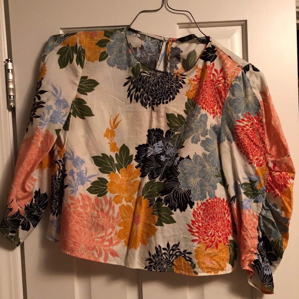 Floral Cotton 3/4 Sleeve Zara Top
